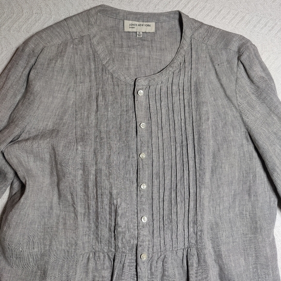 NOT FOR SALE Jones New York 100% linen Top & Pants Suit Set Gray Size XL - Picture 5 of 14